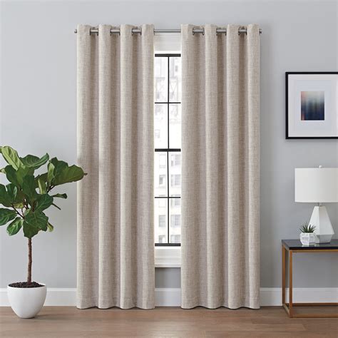 Brookstone Marco Mid Century Modern Room Darkening Grommet Top Window Curtains w/Liner for Bedroom (Single Panel), 50 in x 63 in, Ivory: Home: Amazon.com.au